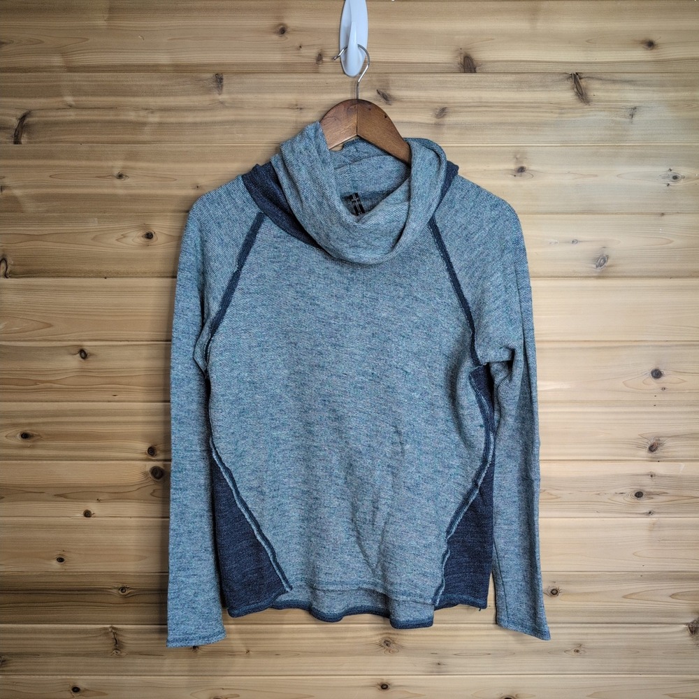 Kuhl Cowl Neck Hoodie Space Dye Colorblock Blue Teal Wool Blend XL 1201400